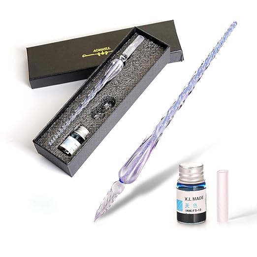 Crystal Glass Dip Pen and Ink Set, Glass Calligraphy Pens With Ink And  Holder