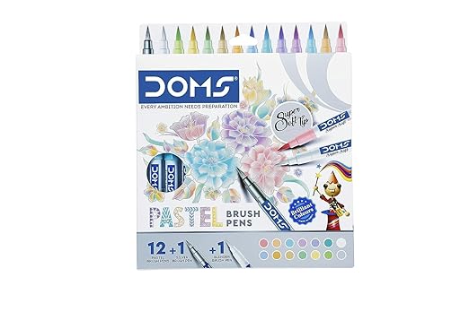 Doms Super Soft Tip Pastel Shades Brush Pen Set 12 Pastel Shades