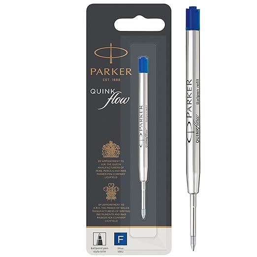 PARKER QUINKflow Ballpoint Pen Ink Refill, Fine Tip, Blue