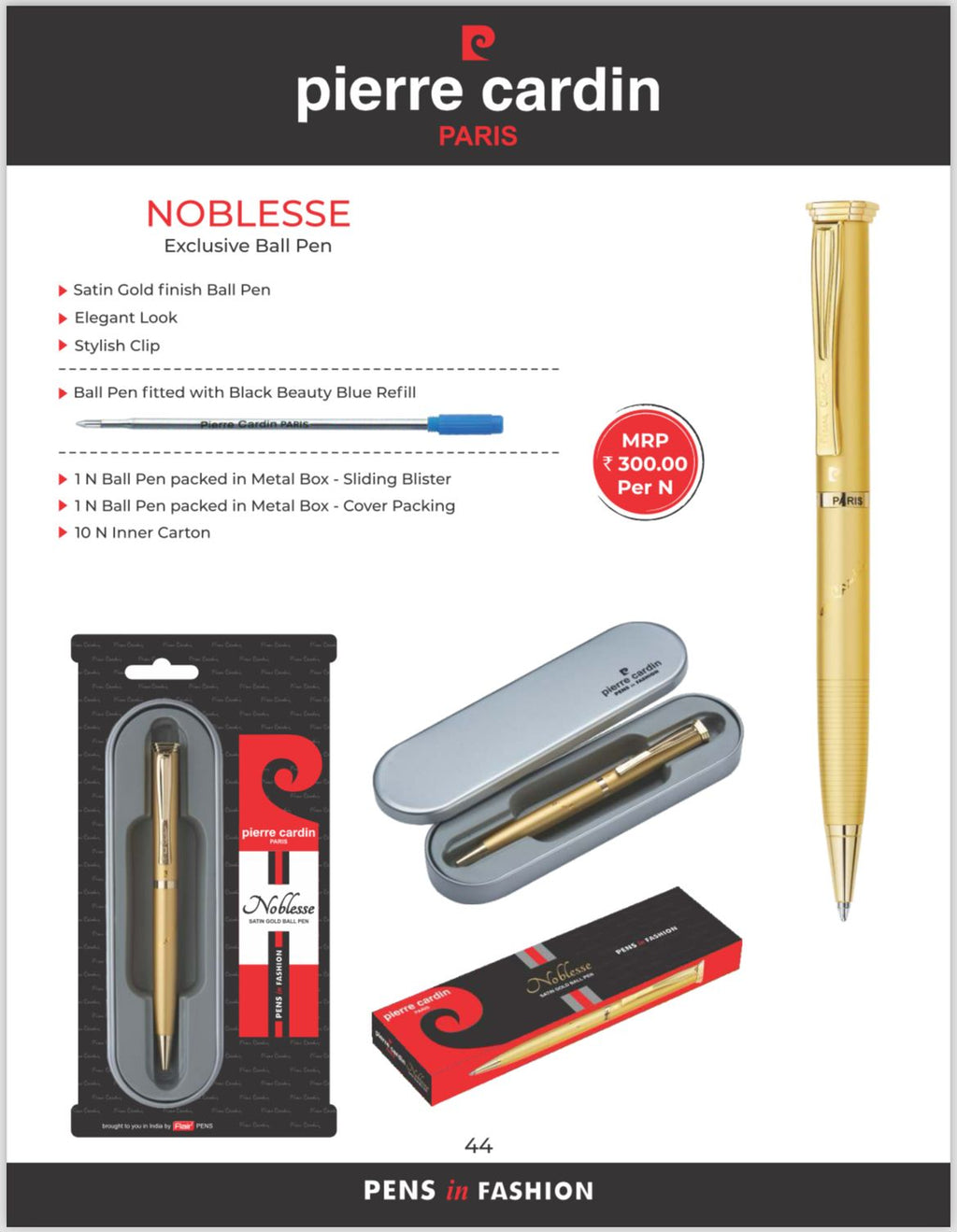 Pierre Cardin Paris Noblesse Satin Gold Ball Point Pen