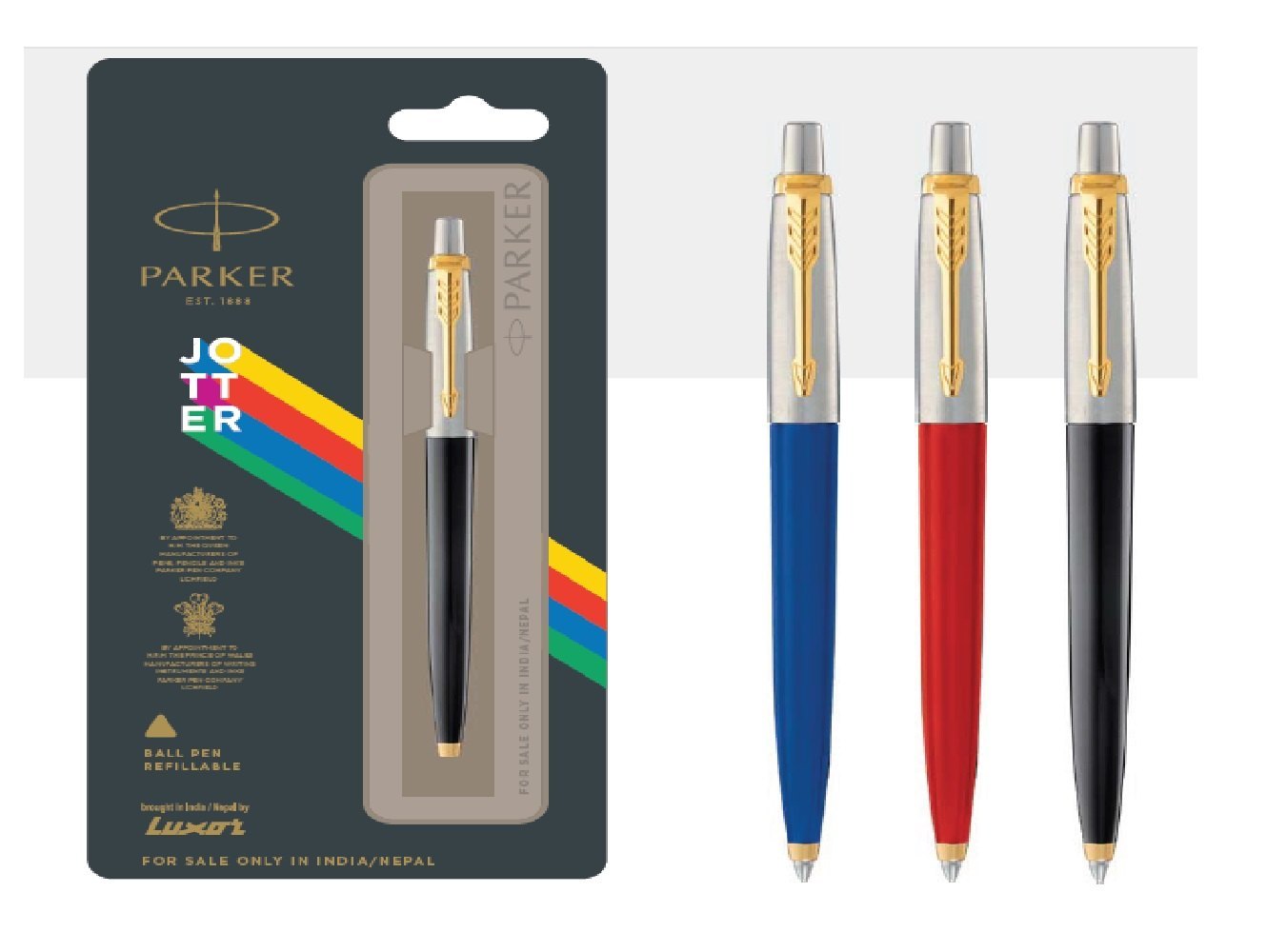 Parker Vector Triple Pen Set – Fountain, Roller & Ballpoint – Blue Body, Chrome Trim