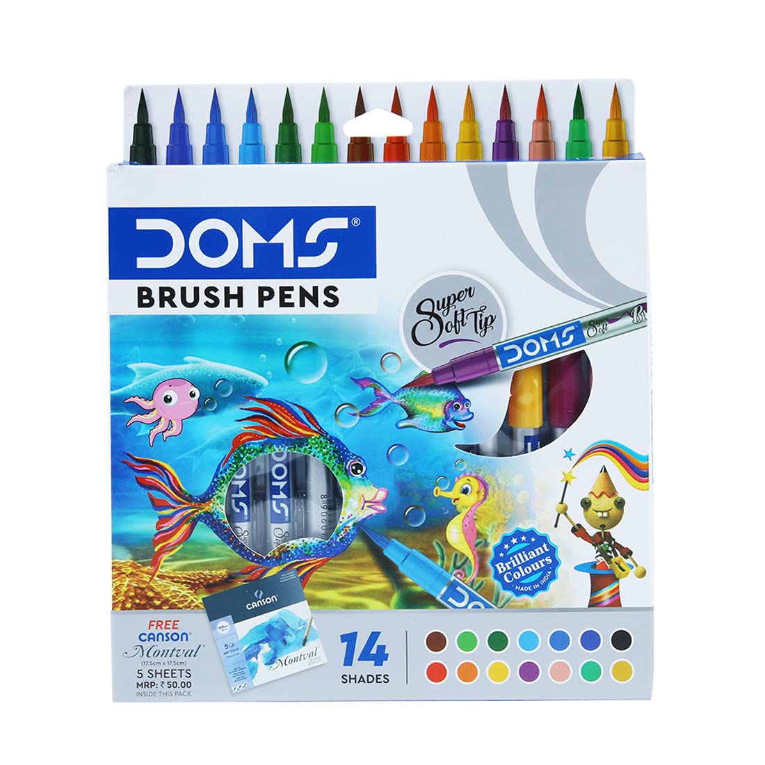 Doms 14 Shades Brush Pen DOMS 14 Shades Brush Pen Box Pack