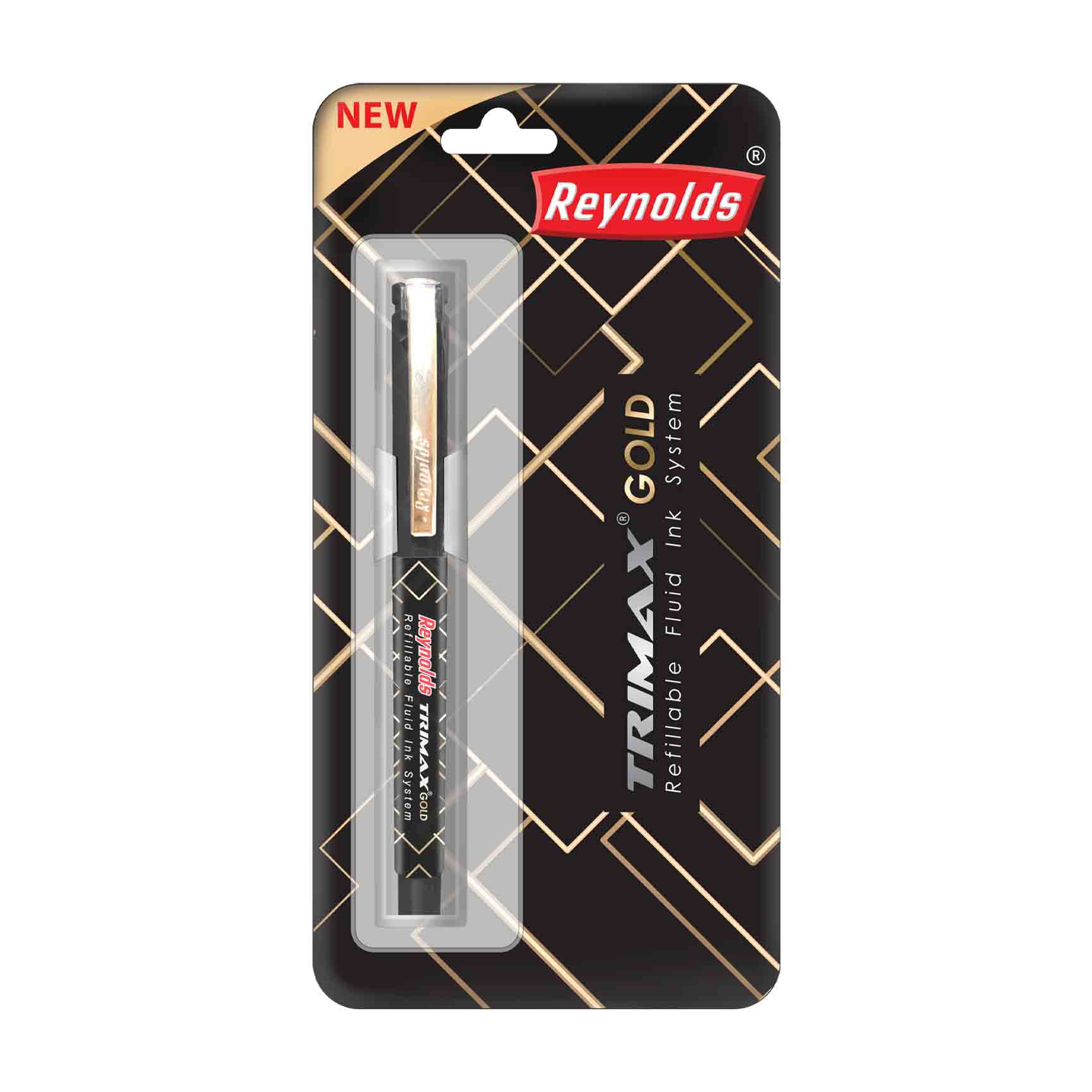 Reynolds Trimax Gold Roller Ball Pen Blue, 1pc - Main Image